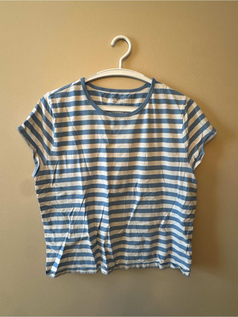 J. Crew Blue & White Striped Short Sleeve Tee